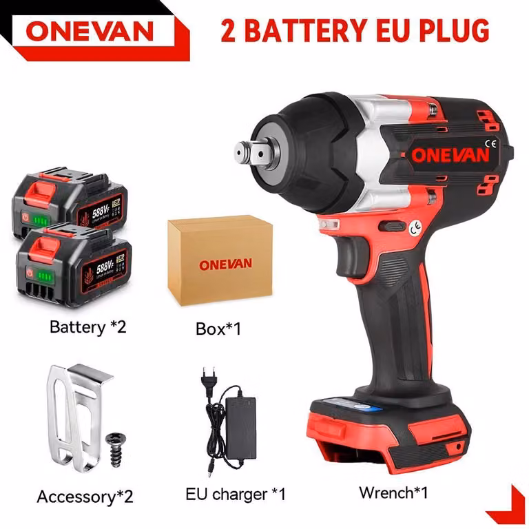 Avvitatore a impulsi - A batteria - Motore brushless - 18 V - Quadrato da 1,27 cm - 1800 Nm - 2 batterie - Blu