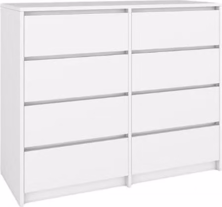BDW, cassettiera, credenza soggiorno, 120x100cm, bianco