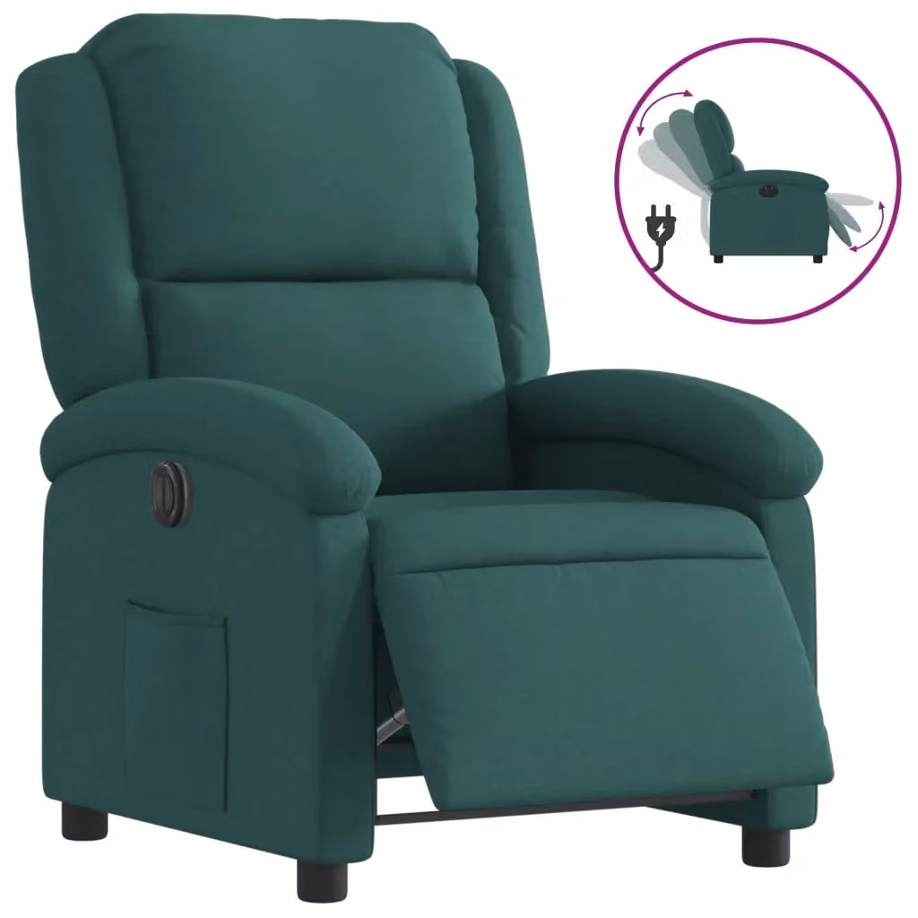 Poltrona Reclinabile Elettrica vidaXL in Tessuto Verde con Schienale e Braccioli – 2