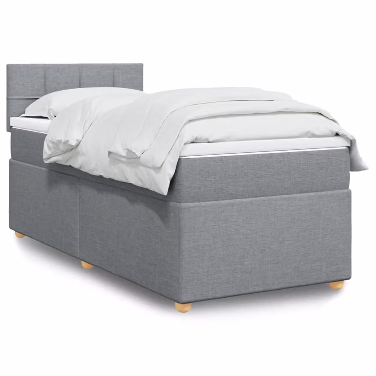 vidaXL Giroletto a Molle con Materasso Ibrido in Tessuto Grigio Chiaro e Bianco, L/P: 100 x 200 cm