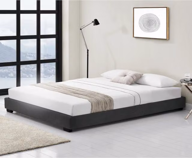 Letto Francese Hamar Corium con Rivestimento in Similpelle Nero L/P/H: 140 x 200 x 146 cm