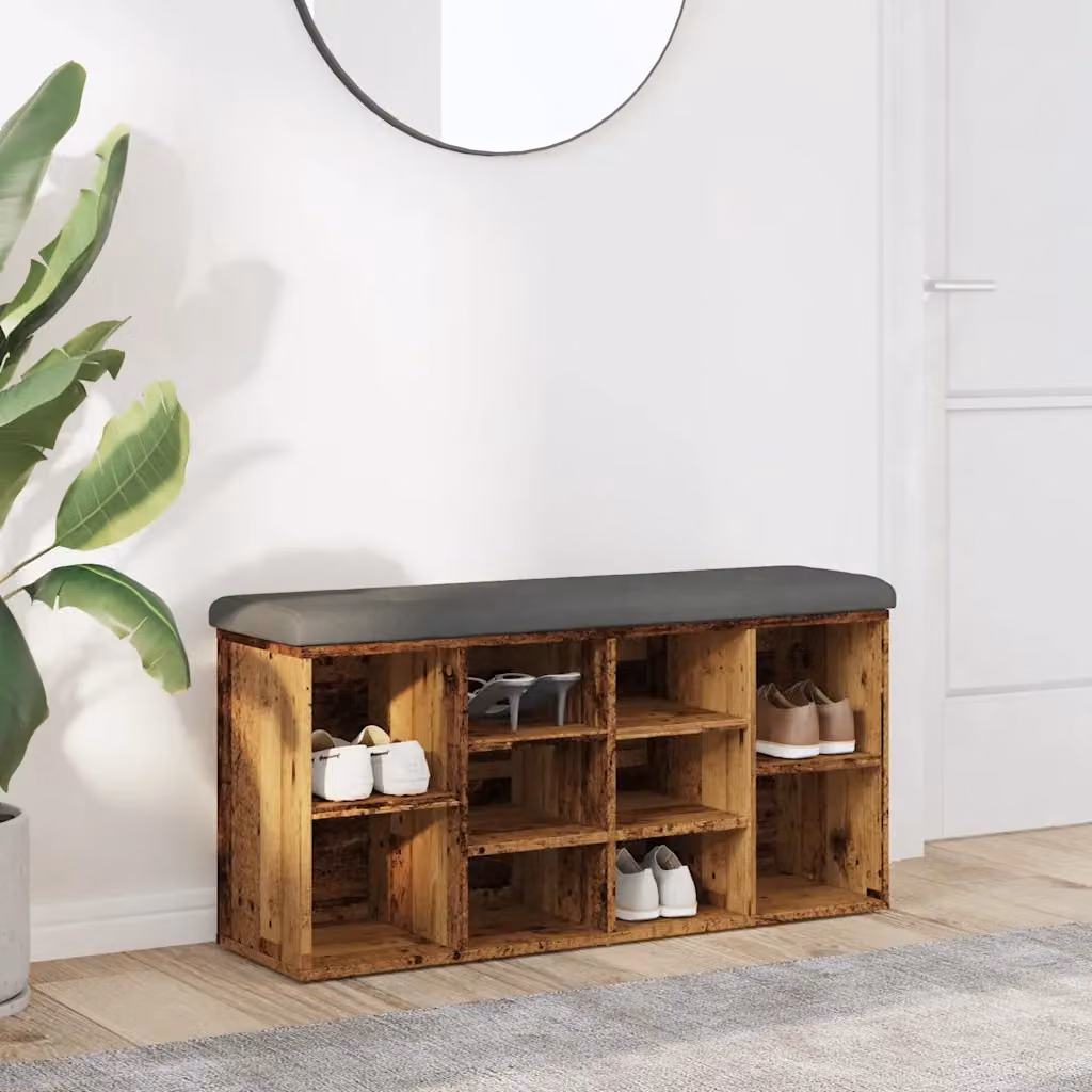 vidaXL Panca Porta Scarpe in Legno e MDF, Colore Marrone o Grigio, L 102 x P 32 x H 50 cm