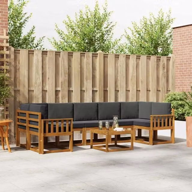Set di divani da esterno 8 pz Naturale e Antracite 3366145