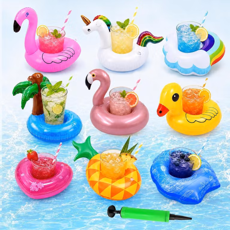 Set di 8 portabicchieri gonfiabili per la piscina