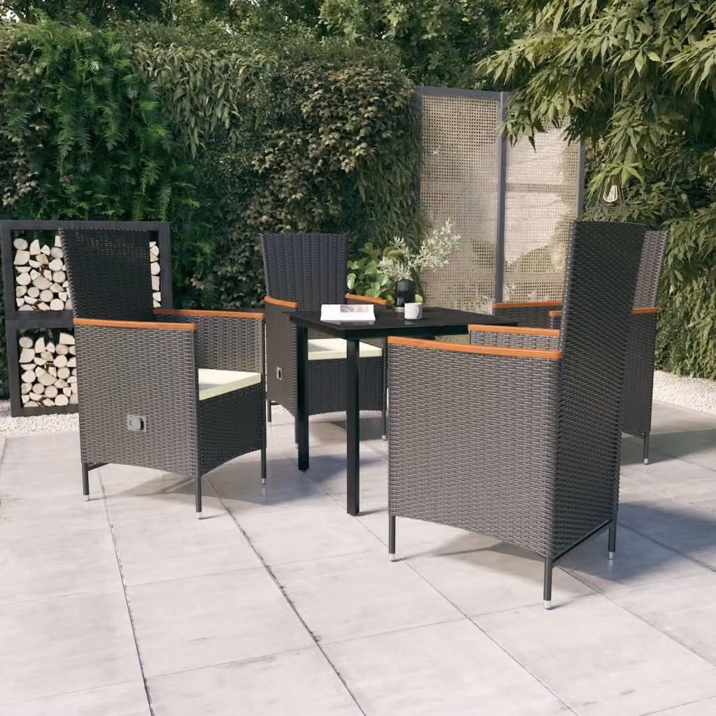 Maison Exclusive - Set da pranzo da giardino a 5 pezzi con cuscini, nero