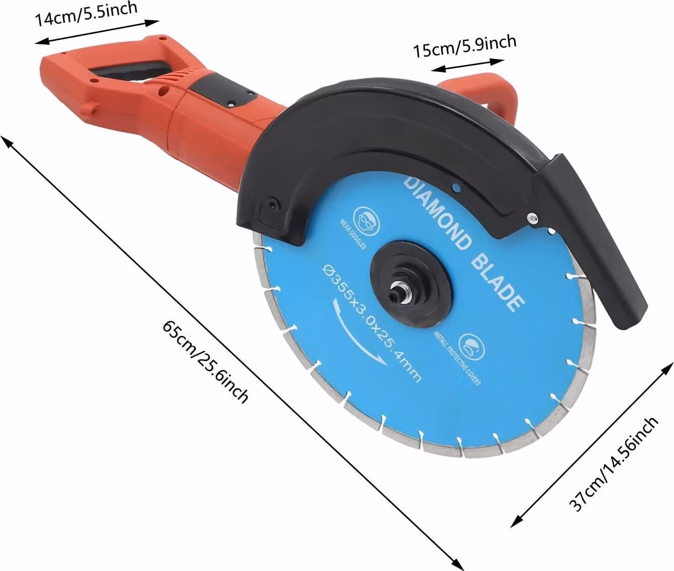 Sega elettrica per calcestruzzo - Sega circolare da taglio - 3000 W, 220 V - Lama da 35 cm - Larghezza di taglio 3 mm - Profondità di taglio fino a 13,5 cm - Taglio a secco e a umido per pietra e calcestruzzo