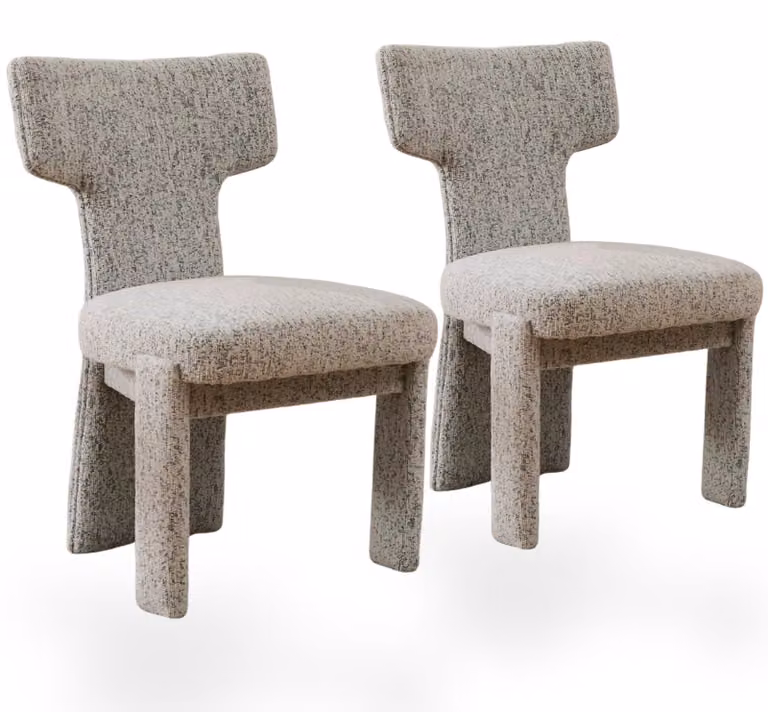 Set di 2 poltrone da pranzo in velluto, con schienale aperto a forma di T e struttura in legno, colore grigio