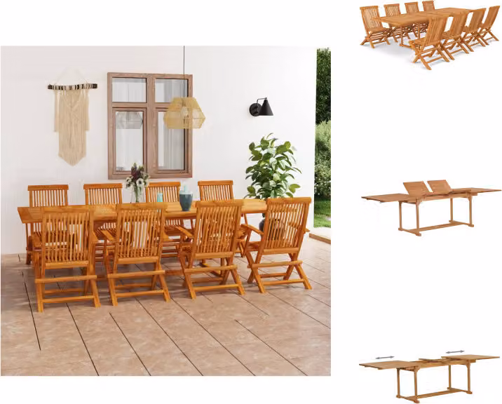 vidaXL Set da pranzo da giardino 9 pezzi in legno massiccio di teak - Set di mobili da giardino