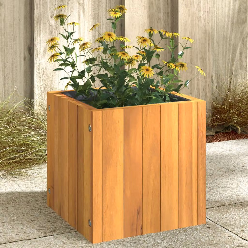 vidaXL Fioriera da Giardino in Legno di Acacia Marrone L/P/H: 25 x 25 x 25 cm