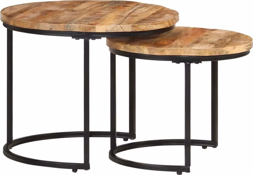 Maison Exclusive - Set di 2 tavolini in legno di mango grezzo