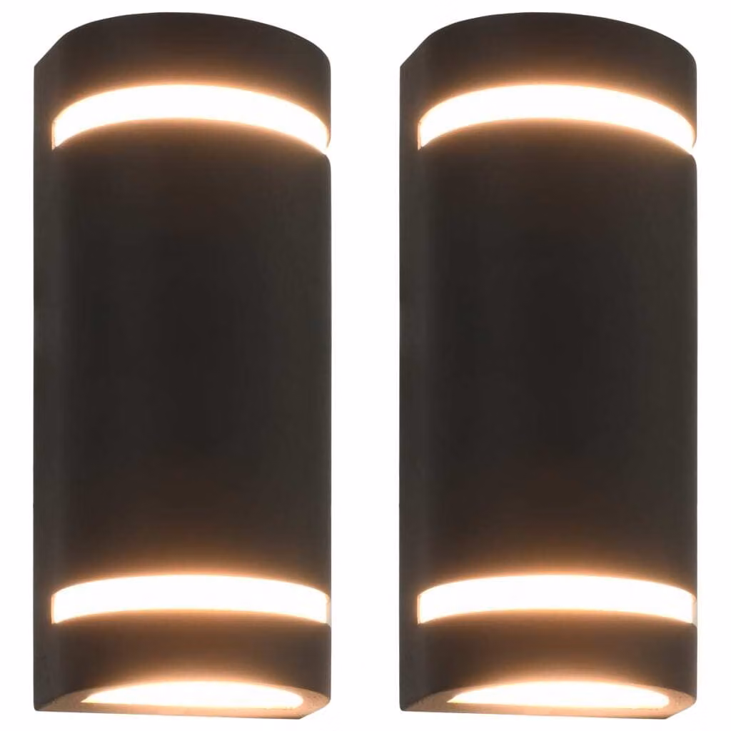 The Living Store Luci da parete per esterni 2 pezzi 35 W nero semicircolare