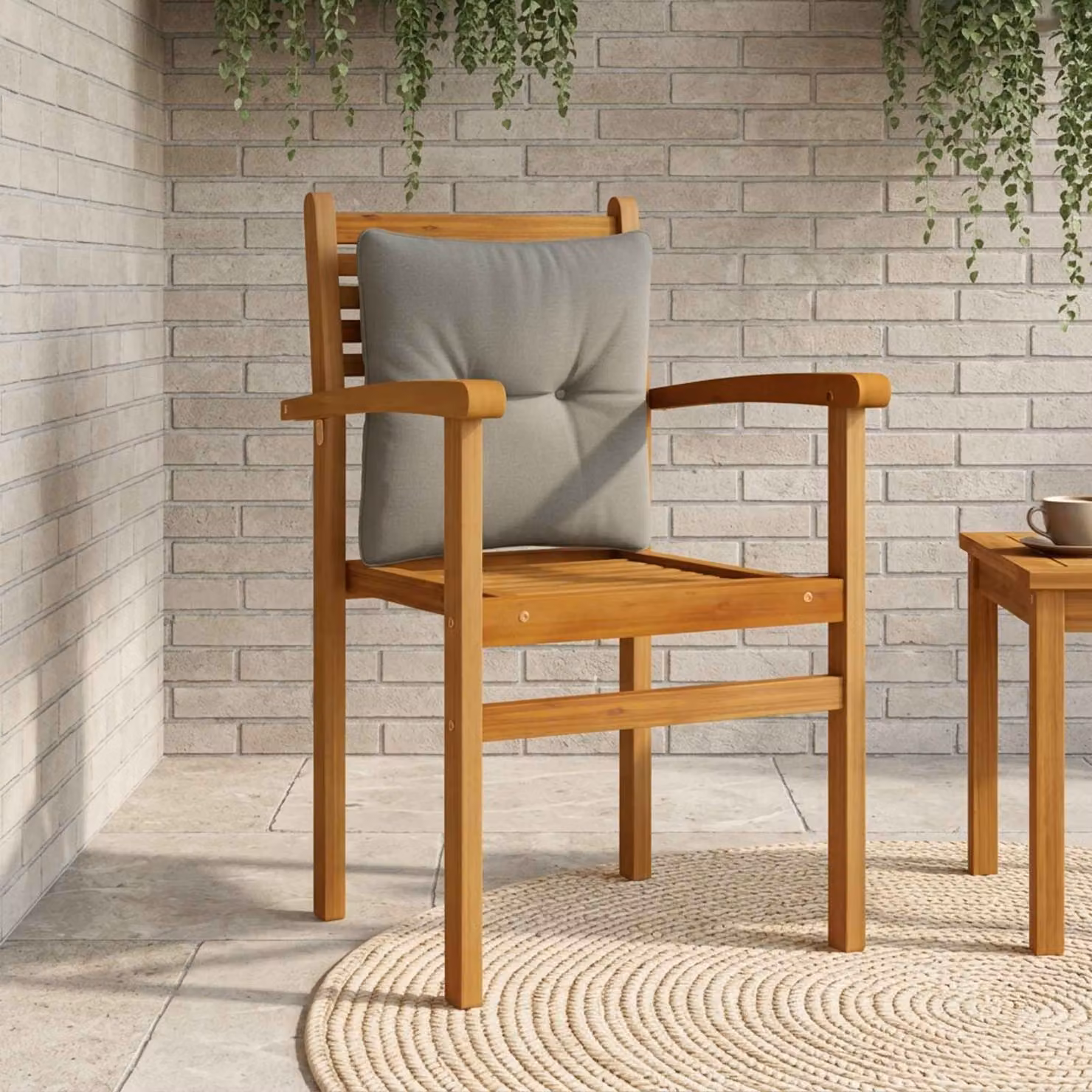 Cuscino per schienale vidaXL PUTTEN in poliestere grigio con rivestimento rimovibile e lavabile