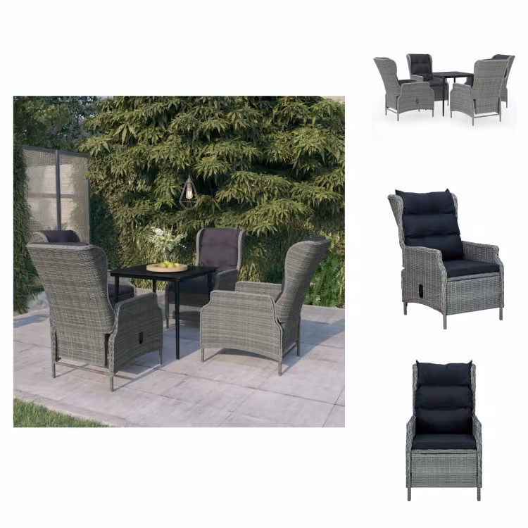 vidaXL Set da pranzo da giardino 5 pezzi grigio chiaro - Set di mobili da giardino