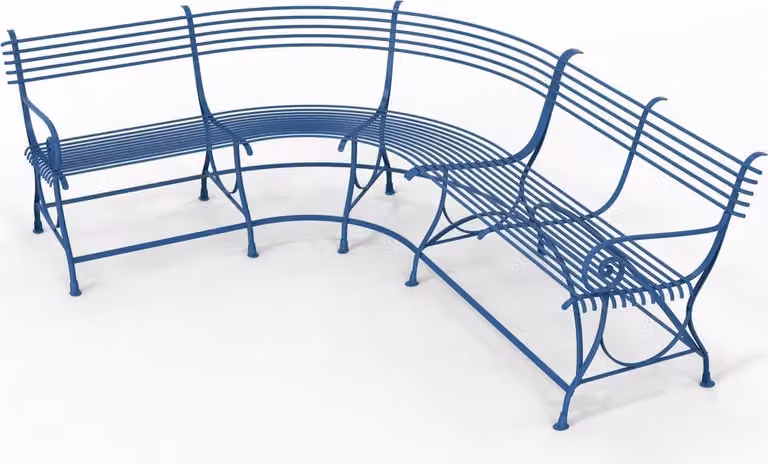 Casa Padrino Panca da giardino in stile liberty 250 x 210 x H. 90 cm - Vari colori - Panca in ferro battuto curvato con piedi a zoccolo di cavallo - Mobili da giardino e patio in ferro battuto in stile liberty