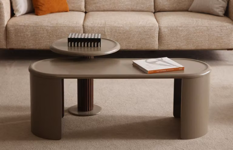 Stilvoller Beiger Couchtisch Designer Holztisch Wohnzimmer Möbel