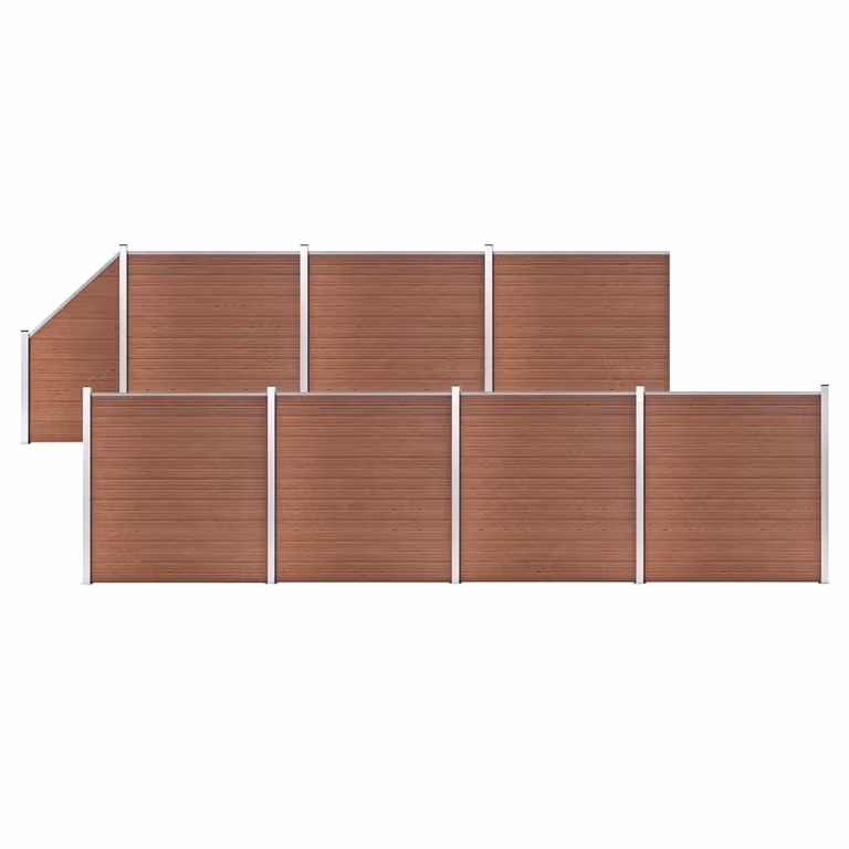 Maison Exclusive - Set di recinzione in WPC: 7 pannelli quadrati + 1 pannello obliquo, 1311 x 186 cm, marrone