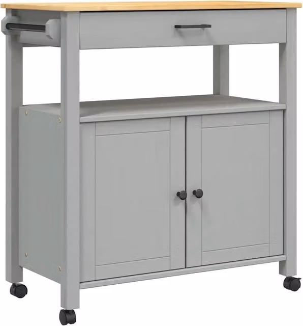 Carrello da Cucina MONZA 84x40x88,5 cm in Legno Massello di Pino CFW3472248