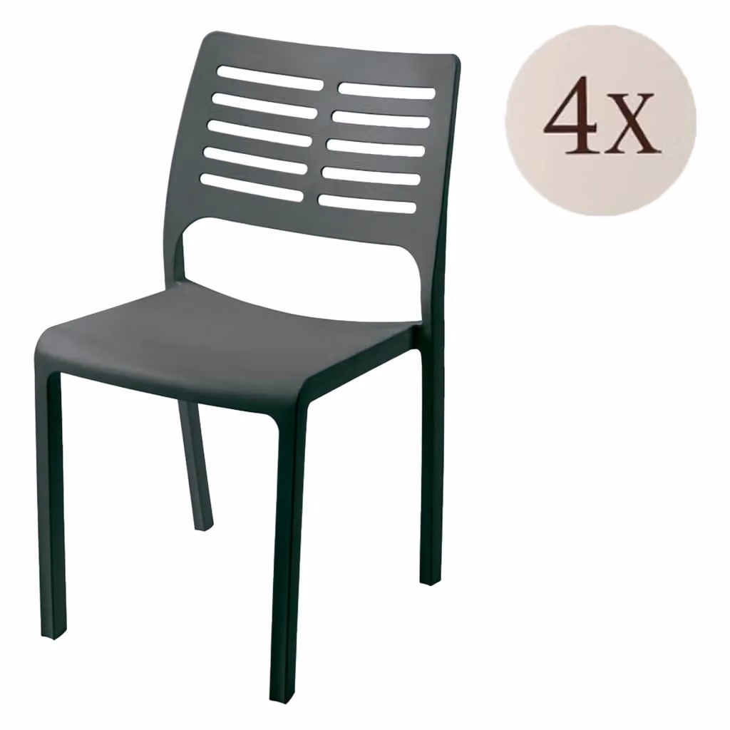 Set di 4 sedie da esterno Canoe DMORA impilabili, colore nero antracite opaco, Made in Italy – 2