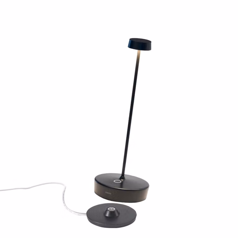 Zafferano Lampada a led da tavolo Swap Pro ricaricabile e dimmerabile nera - 2200-2700-3000K - 9h massima potenza