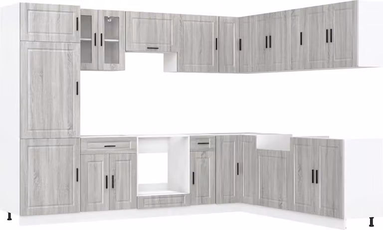 Set Mobili da Cucina 14 pz Porto Grigio Sonoma in Truciolato