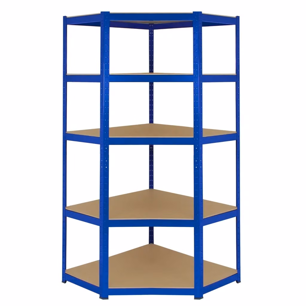 Set di 3 Scaffali T-Rax Monster Shop in Acciaio Senza Bulloni, 1 Scaffale ad Angolo e 2 Scaffali Standard, Colore Blu – 2
