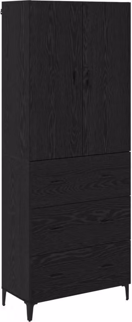 Credenza | Madia | Buffet da pranzo | Armadio da pranzo Rovere Nero 69,5 x 34 x 180 cm Legno multistrato