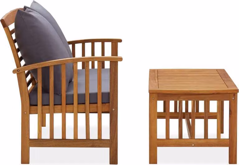 Set Divani da Giardino 2 pz con Cuscini in Massello di Acacia