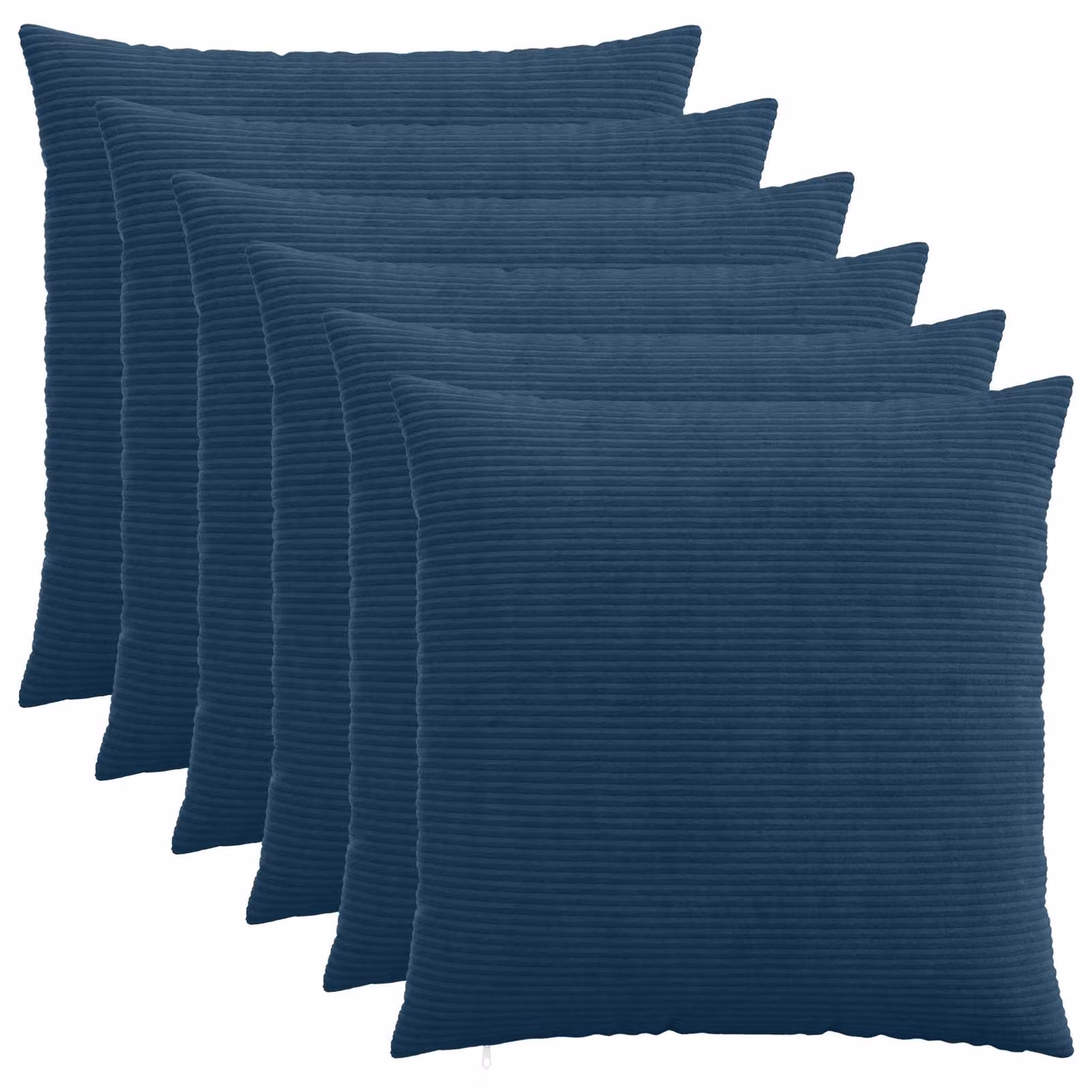 Set di 6 federe vidaXL HEERLEN in velluto a coste, colore blu navy, 70 x 70 cm