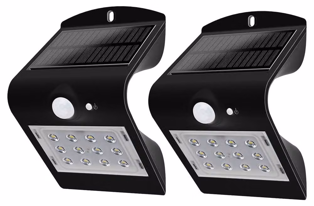 set di 2 applique LED, IP44, bianco neutro, rilevatore di movimento