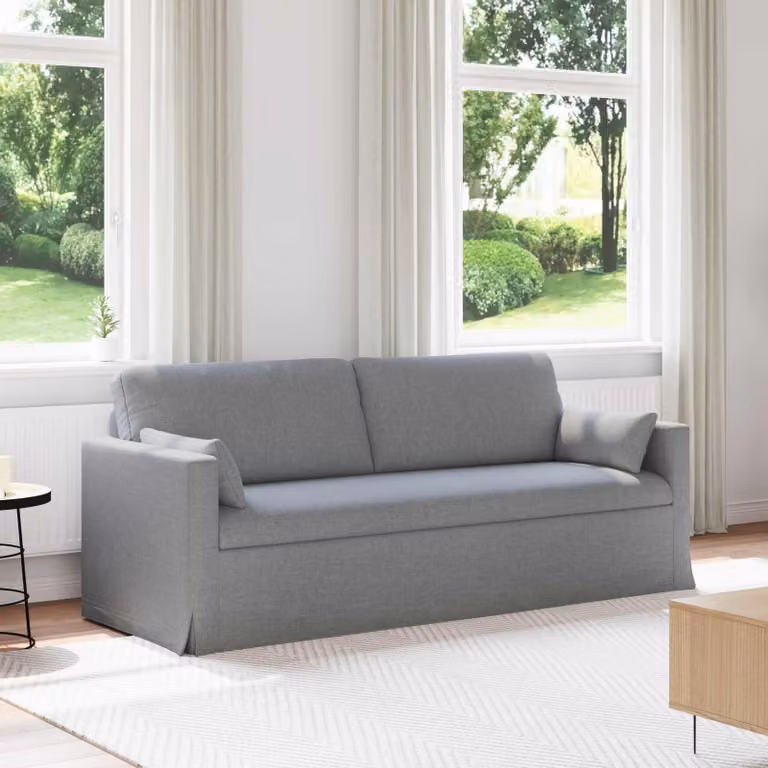 Divano vidaXL in tessuto grigio con struttura in metallo e coperture rimovibili L: 198 cm, P: 78 cm, H: 80 cm