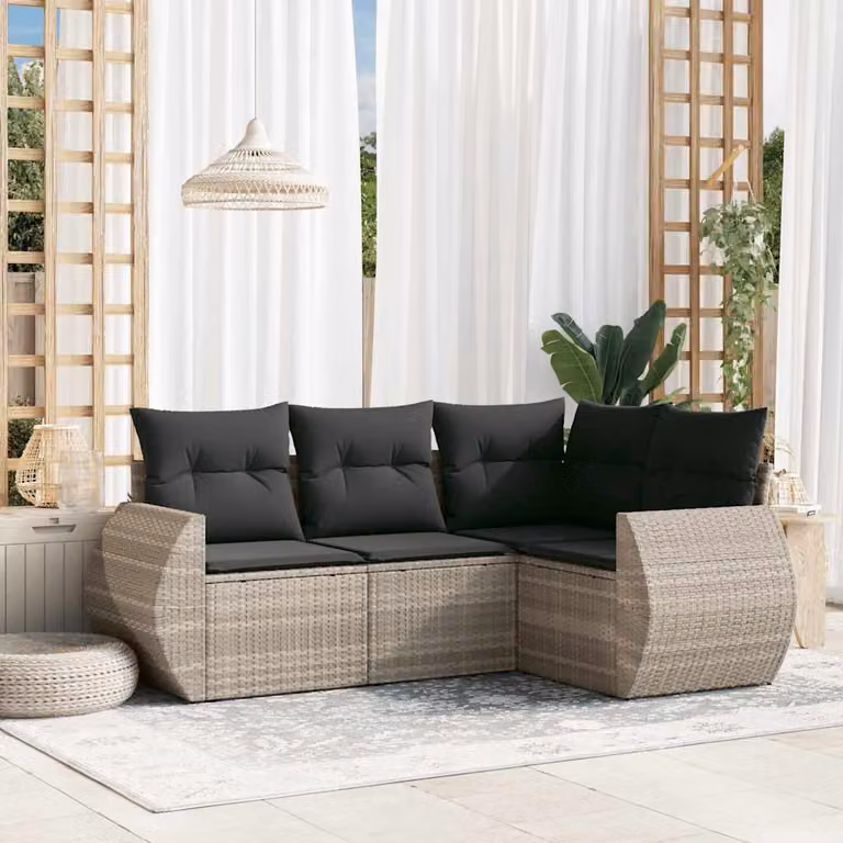 vidaXL Set Divano da Giardino a L 4pz con Cuscini Grigio Antracite e Struttura in Metallo