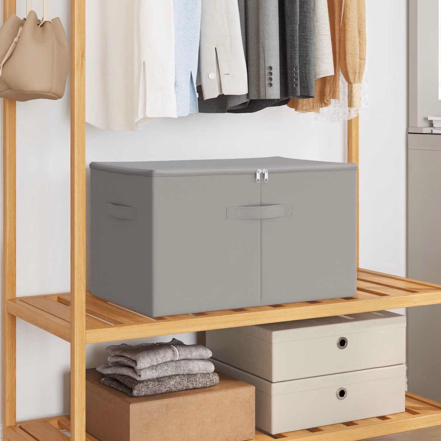 Set di 24 scatole di stoccaggio pieghevoli in tessuto non tessuto vidaXL, colore grigio, L 55 cm x P 35 cm x H 32 cm