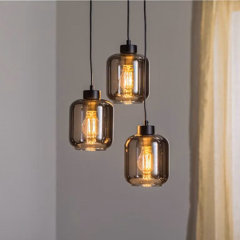Lampada a sospensione in vetro Sombra Eko-Light, dimmerabile, Alluminio / Grigio / Zincato, Soggiorno / Sala da pranzo, Vetro, Lampada a sospensione