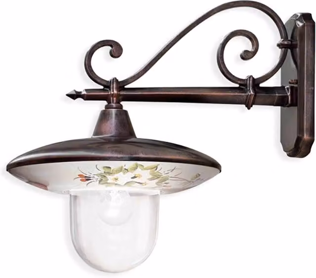 Applique Esterno Classica Latina Metallo E Ceramica Nero Sfumato Rame 1 Luce E27