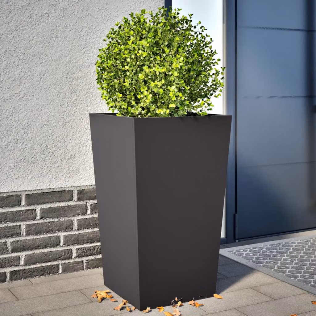 Set di 2 fioriere da giardino vidaXL in acciaio nero, L 45 cm x P 45 cm x H 75 cm