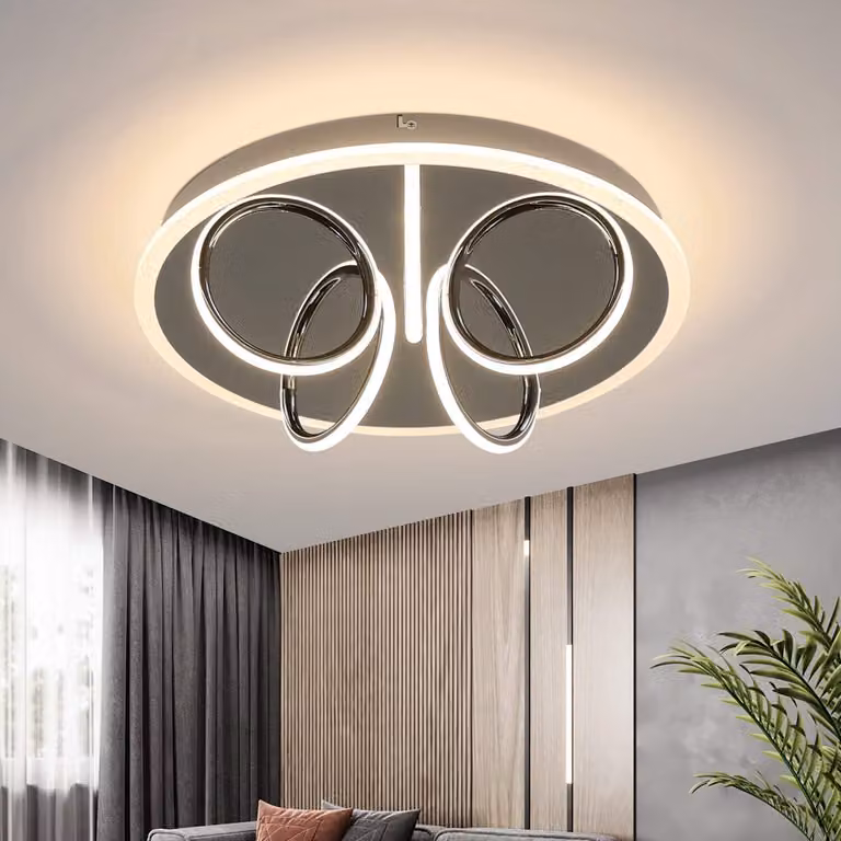 ZMH LED plafoniera soggiorno bianco caldo cromo 41W 43cm 3000K design rotondo a semicerchio per soggiorno camera da letto cucina ufficio