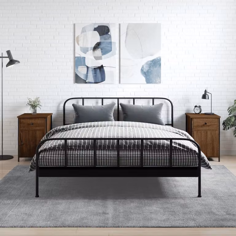 Set di 2 comodini moderni vidaXL in legno rovere marrone L 40 cm x P 42 cm x H 60 cm