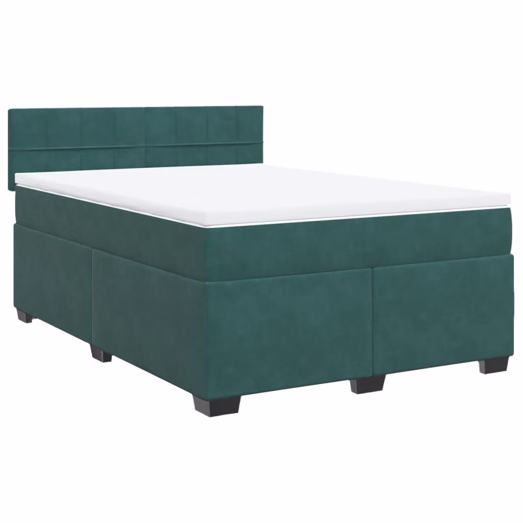 Giroletto a Molle con Materasso Verde Scuro 140x200 cm Velluto