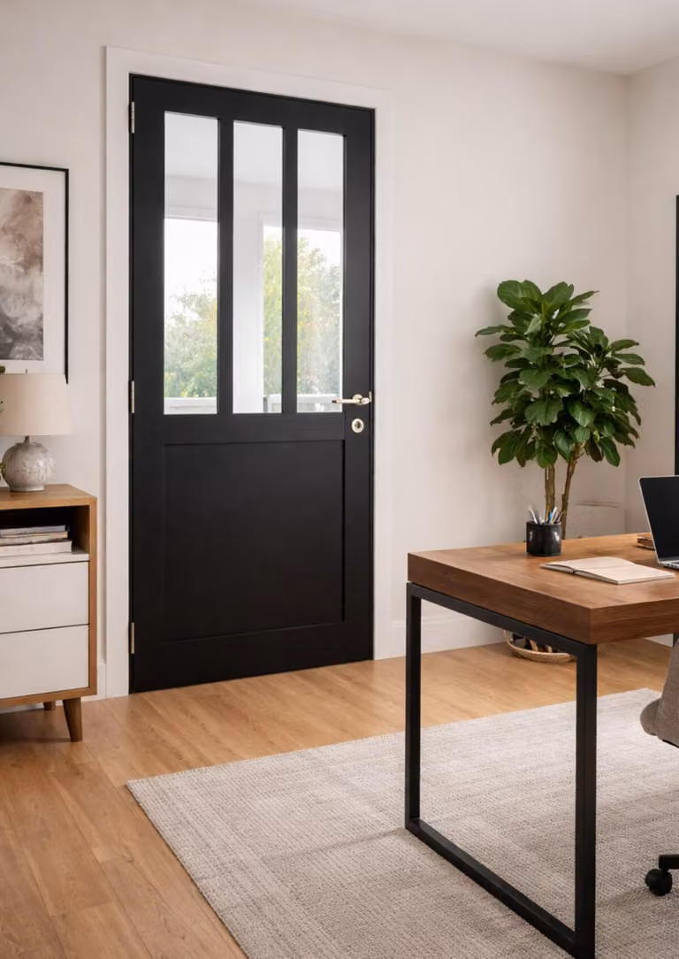 Bloc porte atelier nero H204 x L73 cm, lato tavolo P. destro, maniglia Pomerol Gd Menuserie