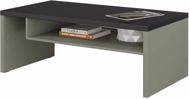Tavolino basso HAVANA Meublorama verde salvia e nero con piano opaco e nicchia, design moderno per il tuo soggiorno, L: 126 cm, P: 60 cm, H: 45 cm – 1