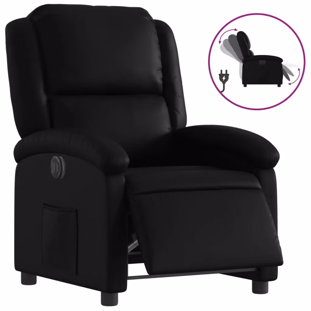 Poltrona Reclinabile Elettrica vidaXL in Similpelle Nera con Schienale in Schiuma e Struttura Moderna – 2