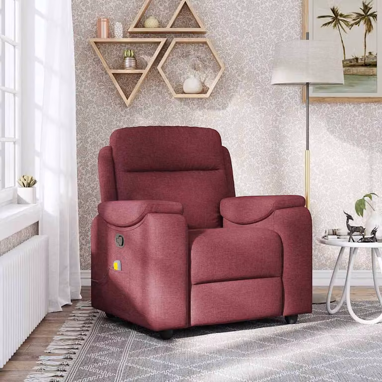 vidaXL Poltrona Reclinabile Relax in Tessuto Rosso con Braccioli e Regolazione Manuale