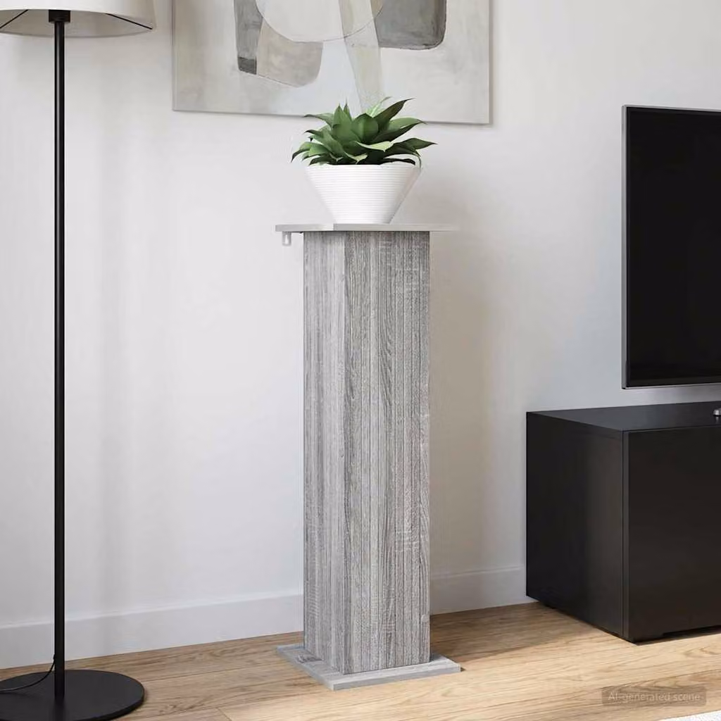Set di 2 supporti per piante vidaXL in legno MDF, colore Grigio, L/P/H: 30,5 x 30 x 100,5 cm