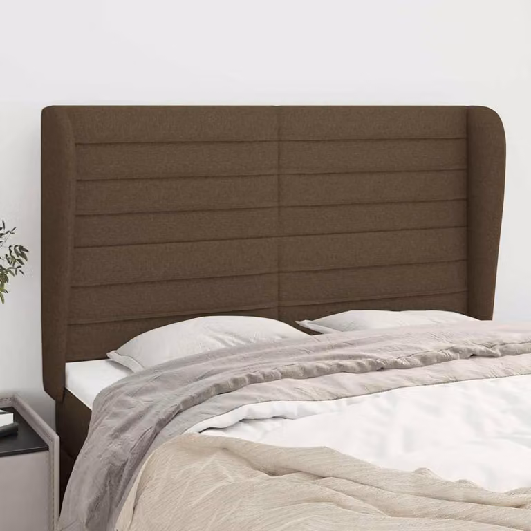 Testiera ad orecchio vidaXL in tessuto marrone scuro L: 147 cm, P: 23 cm, H: 118/128 cm