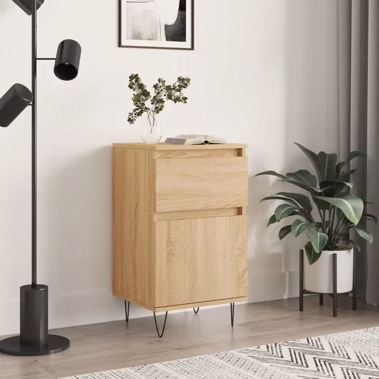 Credenza moderna vidaXL in legno e metallo, colore beige e marrone, L 40 cm x P 35 cm x H 70 cm