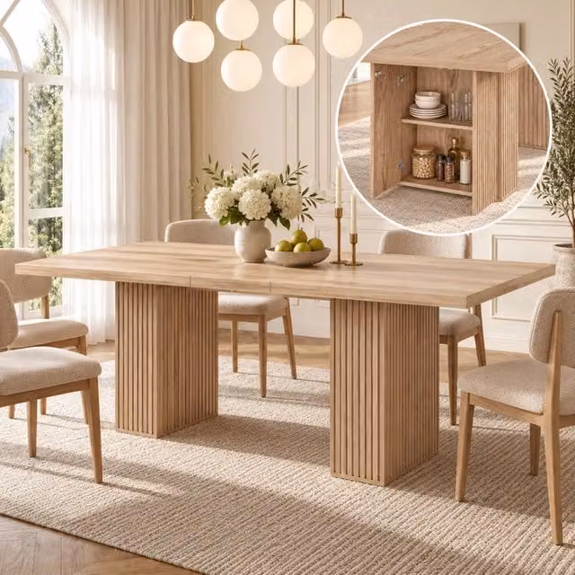 Tavolo da pranzo allungabile 150 190 x 90 cm in MDF con contenitore per 6 8 persone