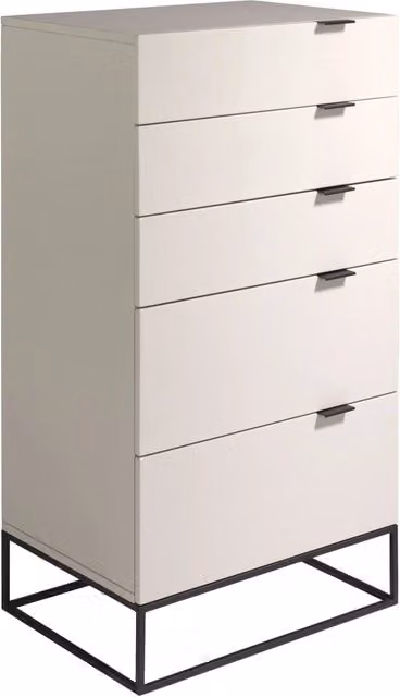 Chiffoniera moderna Angel Cerdá in legno grigio e metallo nero con cassetti soft close