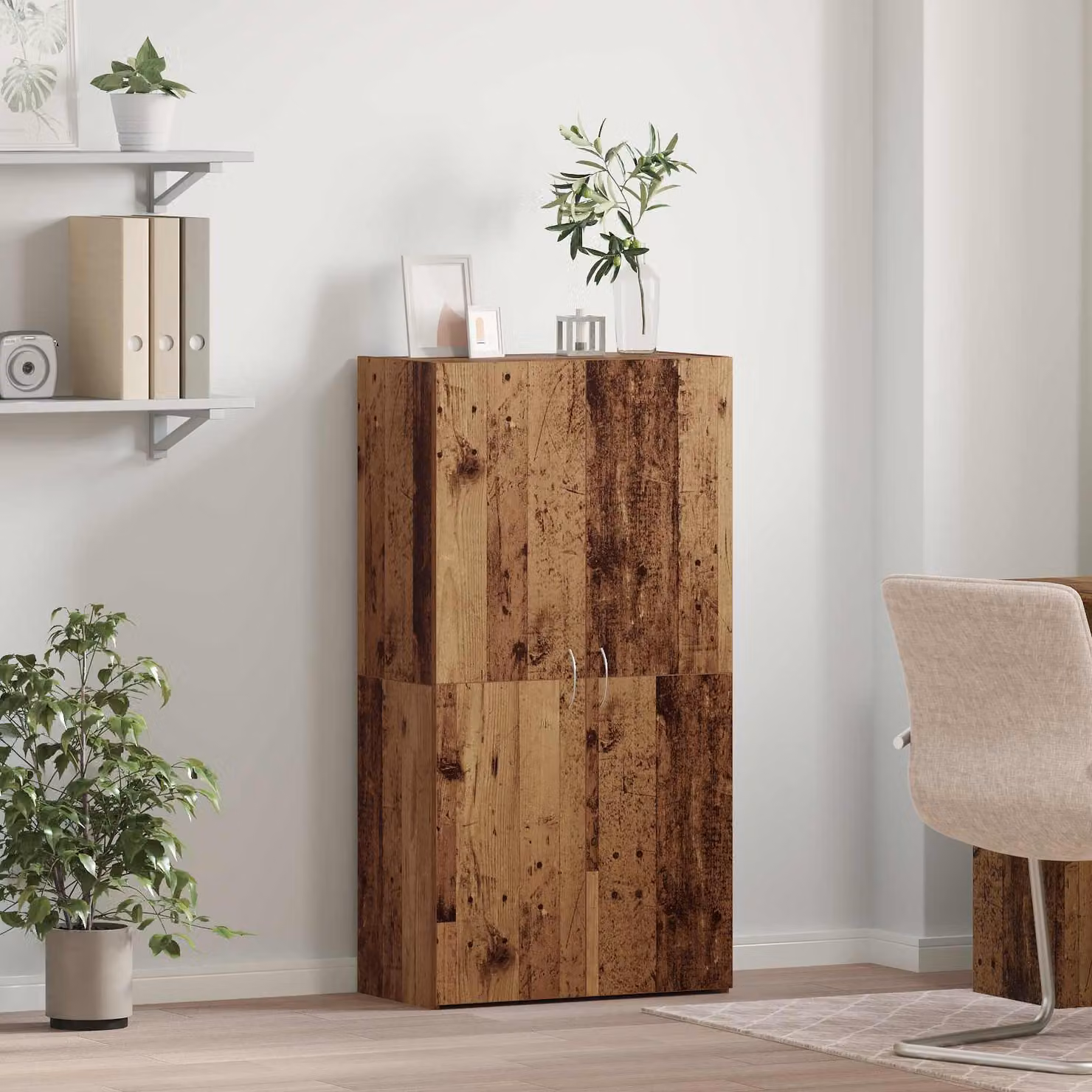 Mobile per ufficio vidaXL in legno marrone con ante a battente, L: 60 cm, P: 32 cm, H: 115 cm