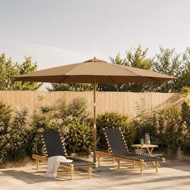 Parasol With Wooden Pole 350 Cm Taupe
