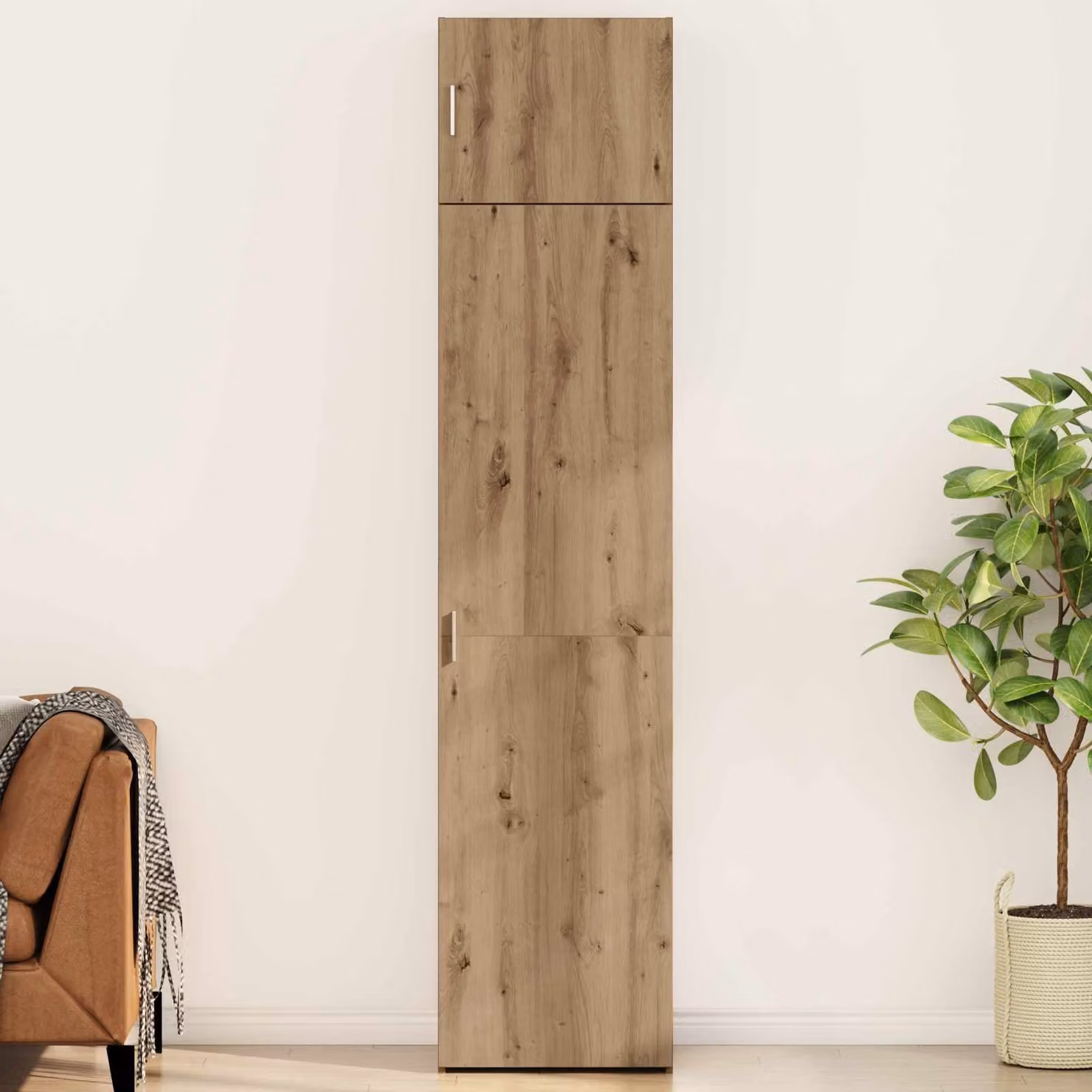 Set di 2 credenze vidaXL in stile moderno color rovere, L: 50 cm, P: 41 cm, H: 225 cm